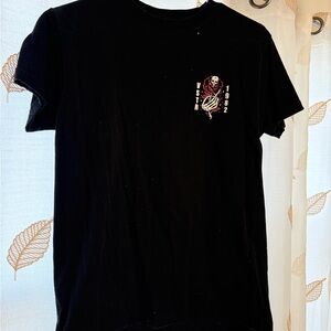 Black Short Sleeve Graphic Tee with Skeleton Design